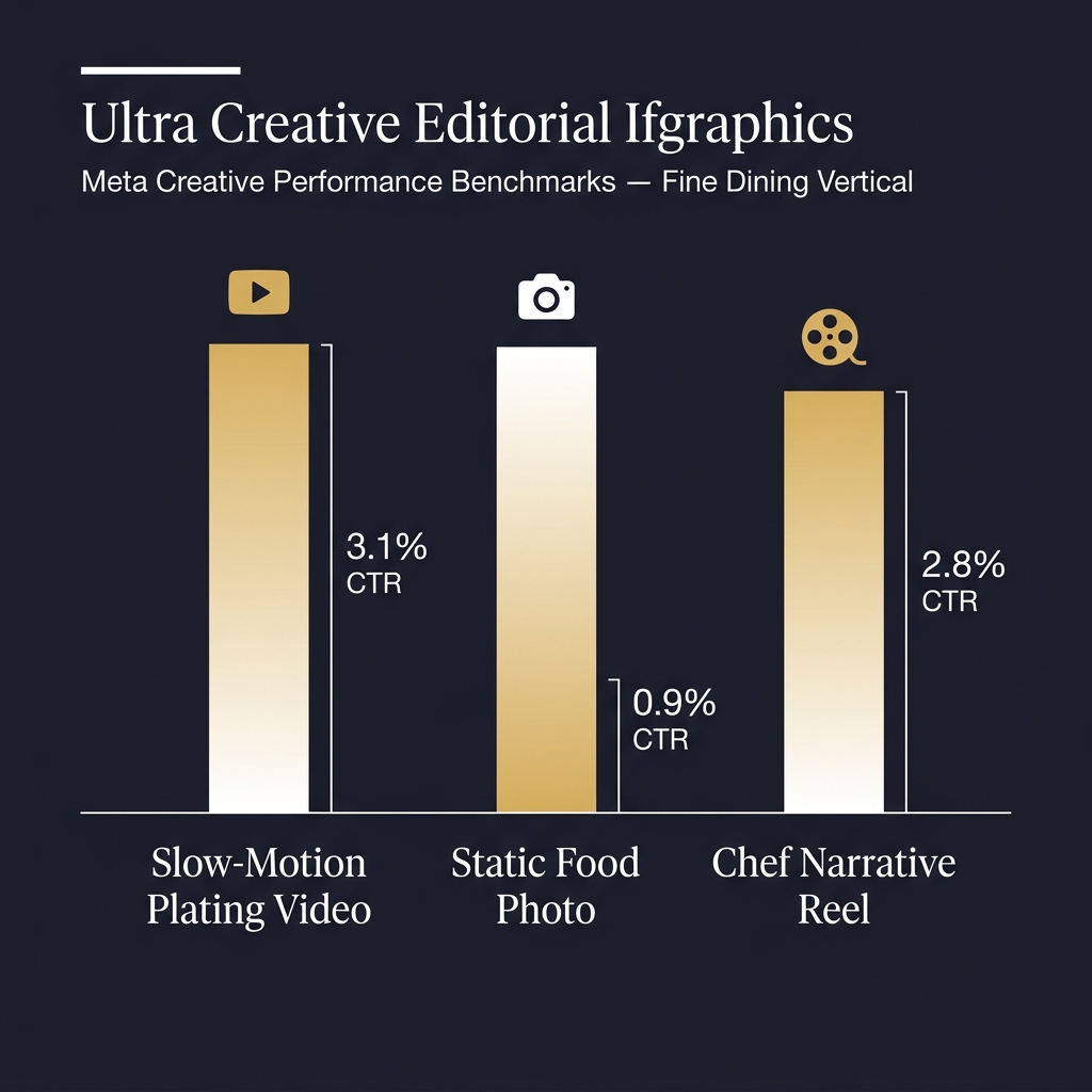 Meta Ads creative format benchmark comparison - Fine dining marketing strategy | ThePieCraft