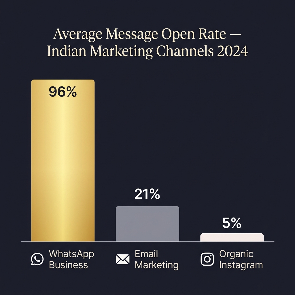 WhatsApp vs Email vs Instagram open rate comparison - WhatsApp marketing for restaurants India | ThePieCraft